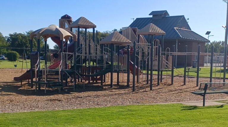 Playground beneath shade trees at Richard Aguirre Park Playground beneath shade trees at Richard Aguirre Park