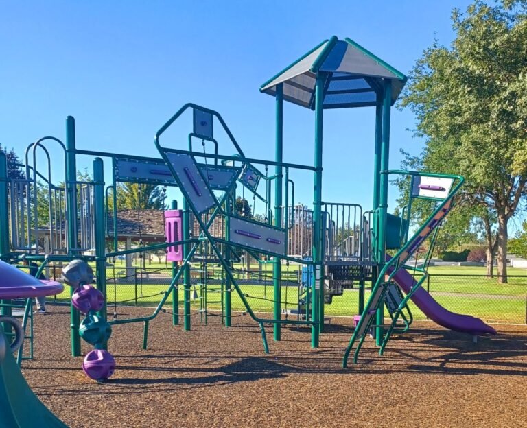 Playground towers and climbing equipment at Richard Aguirre Park Playground towers and climbing equipment at Richard Aguirre Park
