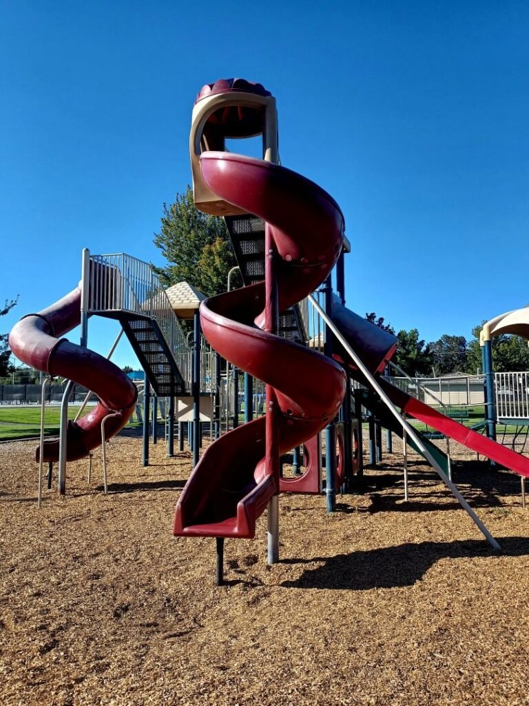 Spiral slide at Richard Aguirre Park Spiral slide at Richard Aguirre Park