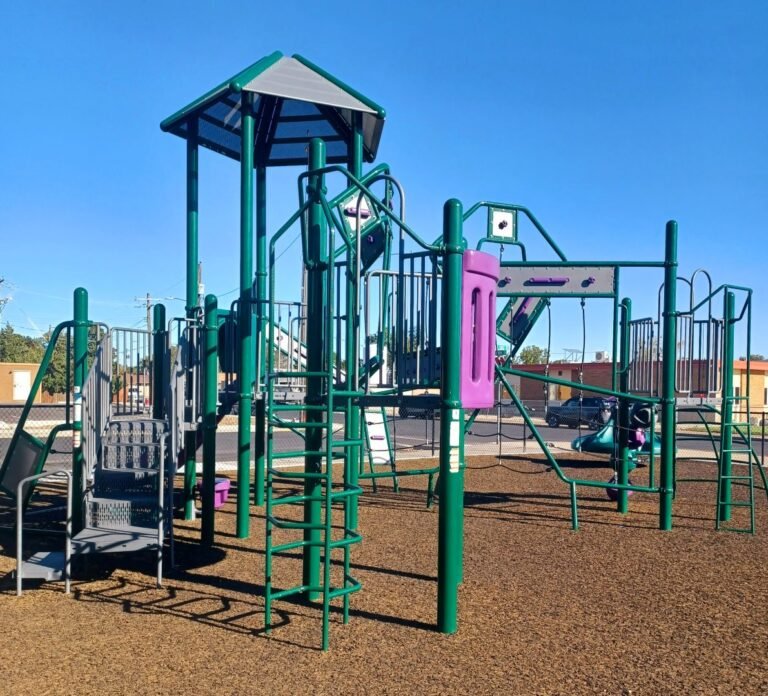 Playground bridge and slides at Richard Aguirre Park Playground bridge and slides at Richard Aguirre Park